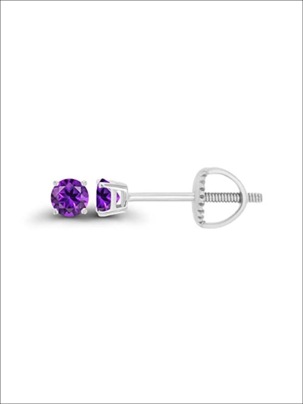 3mm Round Amethyst Stud Earrings 14K Gold Plated 925 Sterling Silver Screwback